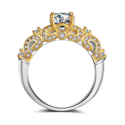 Four-claw inlay simulation diamond ring